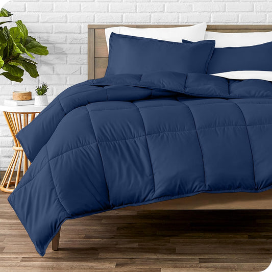 Comforter Set - Queen Size - Ultra-Soft - Goose down Alternative - Premium 1800 Series - All Season Warmth (Queen, Dark Blue)